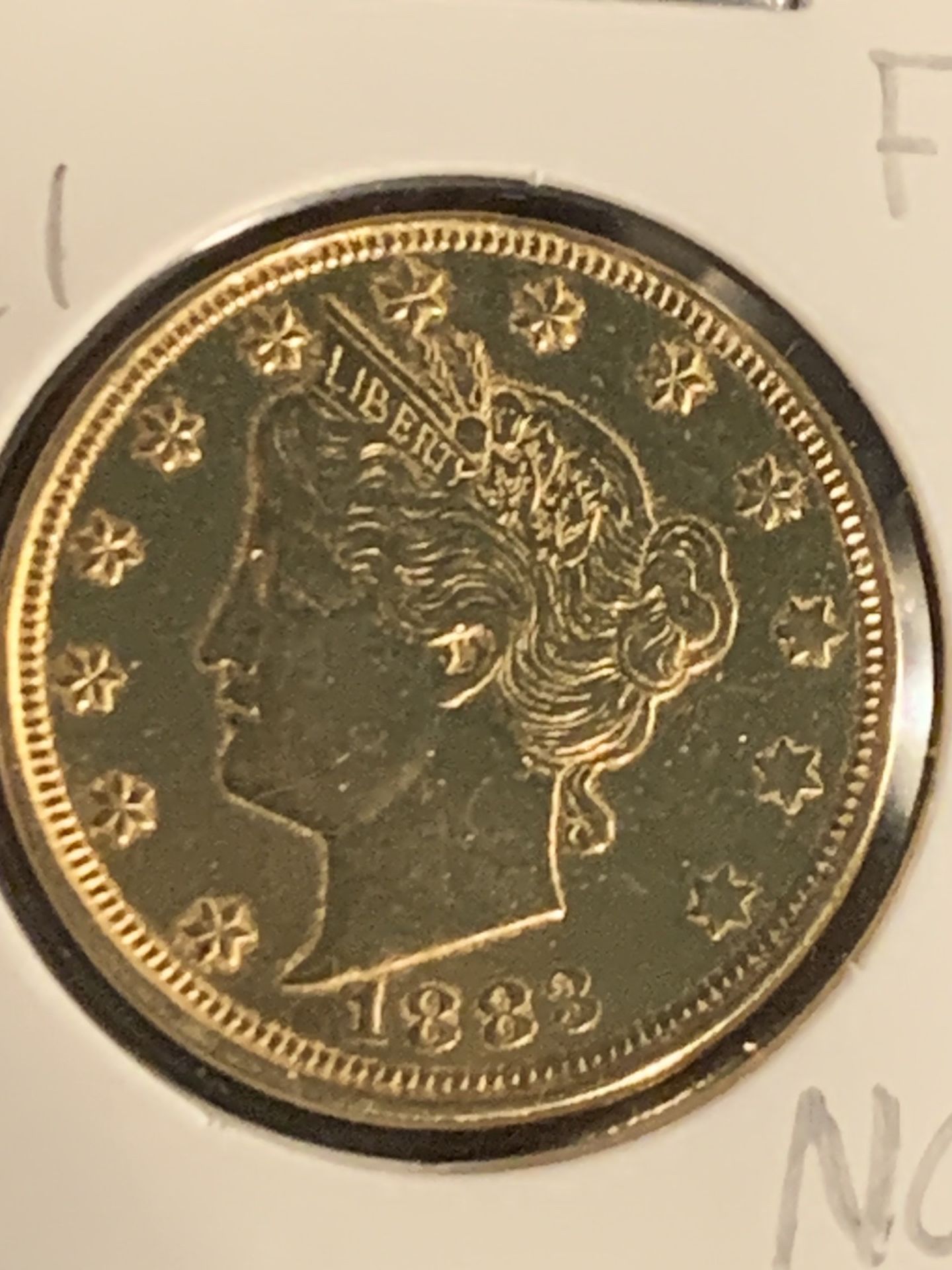 1883 Gold plated liberty head V Nickel -UNC-