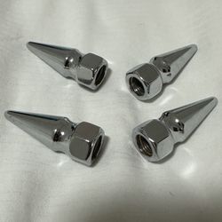 5 CHROME PLATED STEEL SPIKE NUTS 3/8"-16 chopper bobber cafe harley hd pike USA