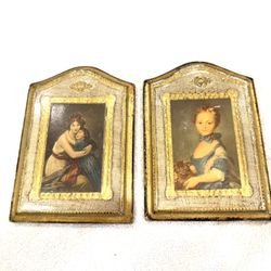 Vintage Pair of Wood Prints 
