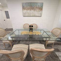 Modern Glass Dining Table Set - 6 Chairs - Great Condition