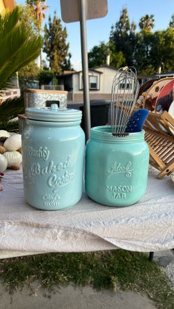 Two Kitchen Glass Jars 