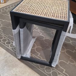 New Cane Nesting Tables Black Frame