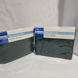 Twin Fitted and Flat Sheet Set Hunter Green Westpoint Stevens Home Essentials