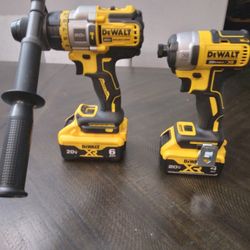 New Dewalt 20v Xr Brushless 3 Speed Impact Driver/ Flex Advantage 3 Speed Hammer Drill  Batteries And Fast Charger 