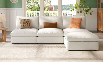 White Modular Sectional Sofa with Chaise