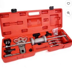 XtremepowerUS Universal 16PC Slide Hammer Axle Puller Rear Wheel Bearing Hub Cr-V Steel Jaw Attachments Set