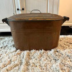 Antique Copper Boiler With Tin Lid 