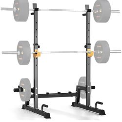 Squat Rack Machine,Barbell Rack,Folding Weight and Bench Press Rack Stand,Adjustable Height and Width.With Pull Up,Push Up Bars.Can Load 600Lbs