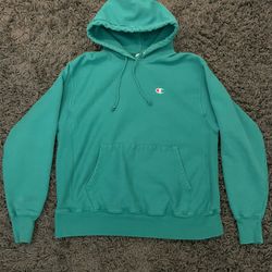 Y2K VTG Champion Reverse Weave Hoodie Sweatshirt M Turquoise 90s