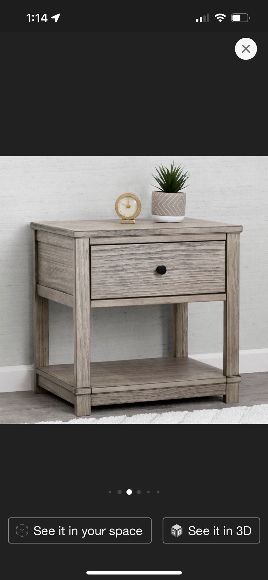 NIB - Simmons Kids’ SlumberTime Monterey Nightstand - Rustic White - Originally $180