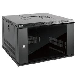  Wall Mount Server Cabinet IT Network Rack Enclosure Lockable Door and Side Panels Black, Cooling Fan, Standard Glass Door, 450mm Depth, for 19” IT E