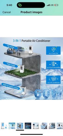 Portable 3-in-1 Evaporative Air Cooler – 2.5 Gal Swamp Cooler w/ Remote & Timer (No Exhaust Hose)