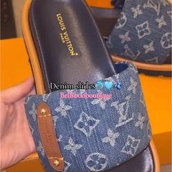Louis Vuitton Denim Slides – Brand New, Never Worn