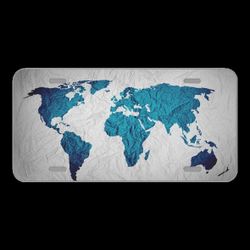 License Plate Novelty Car Front Map Of The World Background Paper