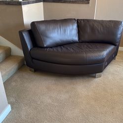  Curved Leather Sectional