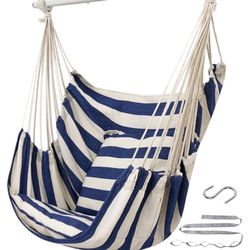 ADVOKAIR Hammock Chair Hanging Chair Swing Large Indoor with Anti-Slip Steel Spread Bar and Pocket-Max 