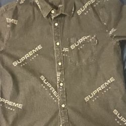 Supreme Jacquard Denim Shirt - Grey - Large 