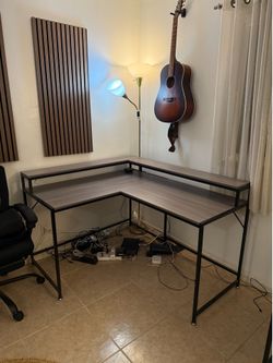 L Shaped Desk with Monitor Shelf (Like New Condition)