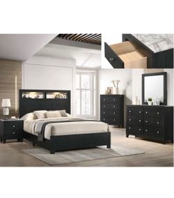 4- Pc Bedroom set Dresser,Mirror Nightstand (1) Queen size bed frame Not including Mattress and Box Sp
