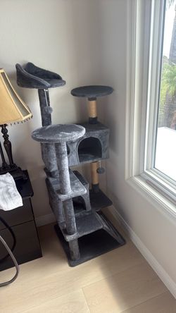 Gray Multi-Level Cat Tree Tower