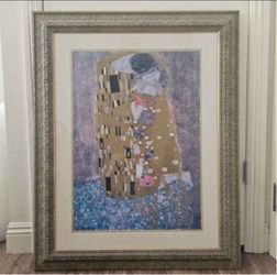 Large Gustav Klimt “The Kiss” Framed Print – 32” x 40”