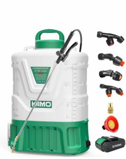 KIMO 4 Gallon Garden Sprayer, 72PSI Backpack Sprayer, 20V 2.0Ah Battery Powered Sprayer w/ 6 Nozzles & Metal Wand, No Manual Pump Electric Sprayer, Sp