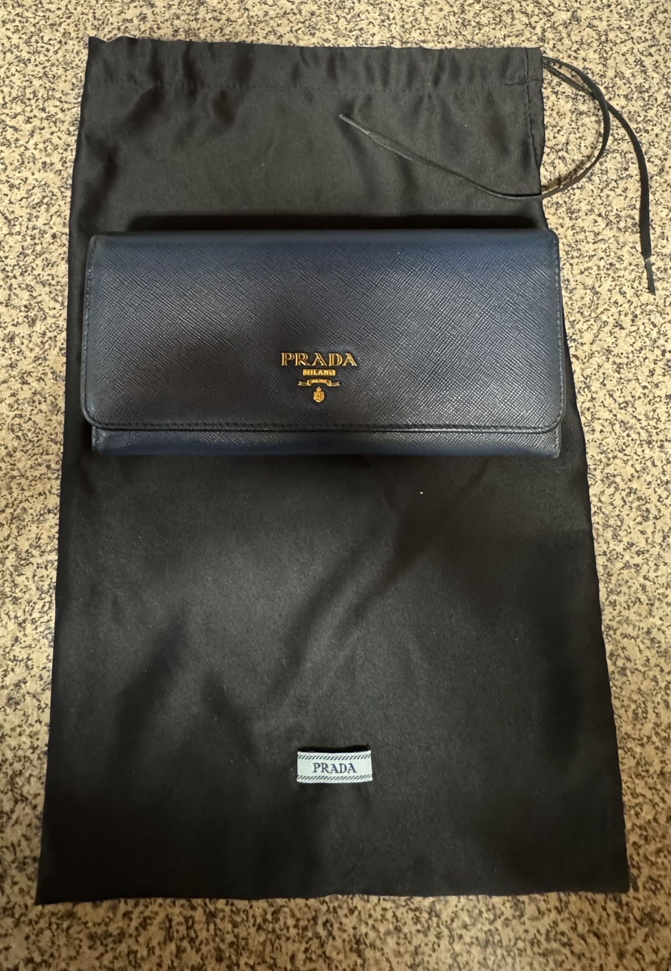 Prada Saffiano Leather Wallet Blue