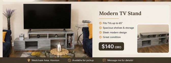 Modern TV Stand – Great Condition