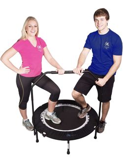 29-8 Maximus PRO Folding Rebounder USA | Voted #1 Indoor Exercise Mini Trampoline for Adults with Bar | Fitness & Weight Loss| Free Storage Bag, Resis