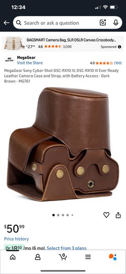 MegaGear Sony Cyber-Shot DSC-RX10 IV, DSC-RX10 III Ever Ready Leather Camera Case and Strap, with Battery Access - Dark Brown - MG761