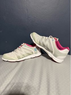 FootJoy Men's Low Top Lace-Up Golf Athletic Sneakers Geometric Beige Pink