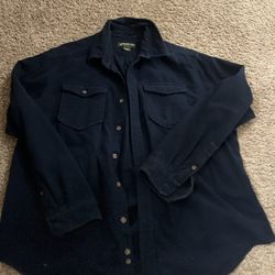 Eddie Bauer Shirt Men XL Blue Button Up Pockets Dress Casual Shirt