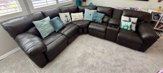 Brown Leather Recliner Sectional
