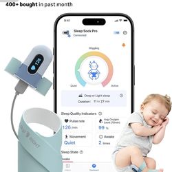 Babytone Baby Sock Monitor, Tracks Real-Time Heart Rate and Movement, with Notification and Sleep Patterns, Smart Baby Monitor No WiFi with Bluetooth 