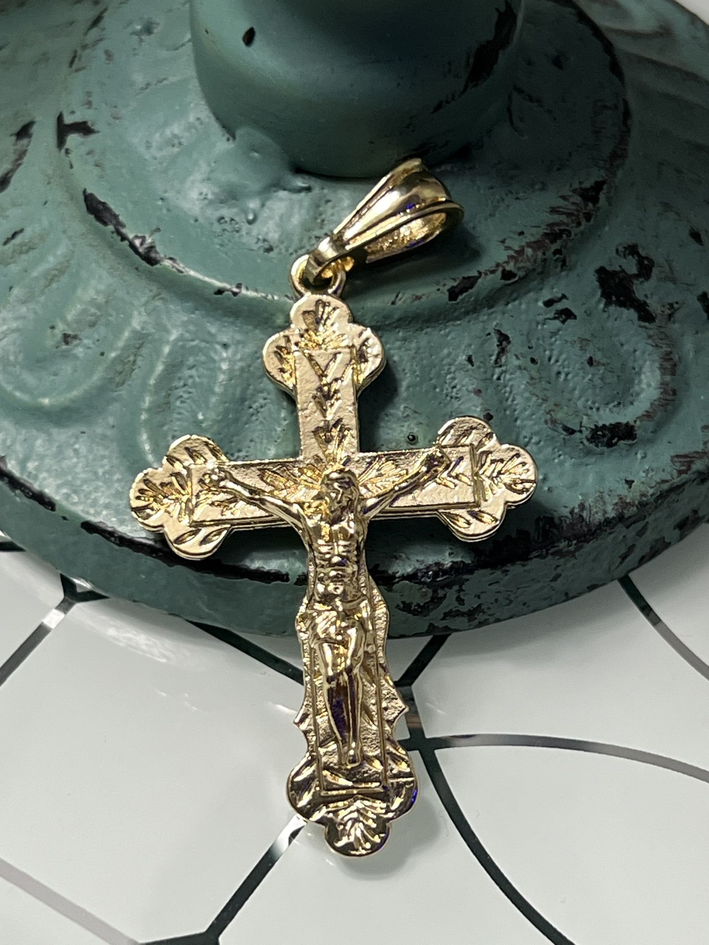 Cross With Jesus Gold Plated Pendant
