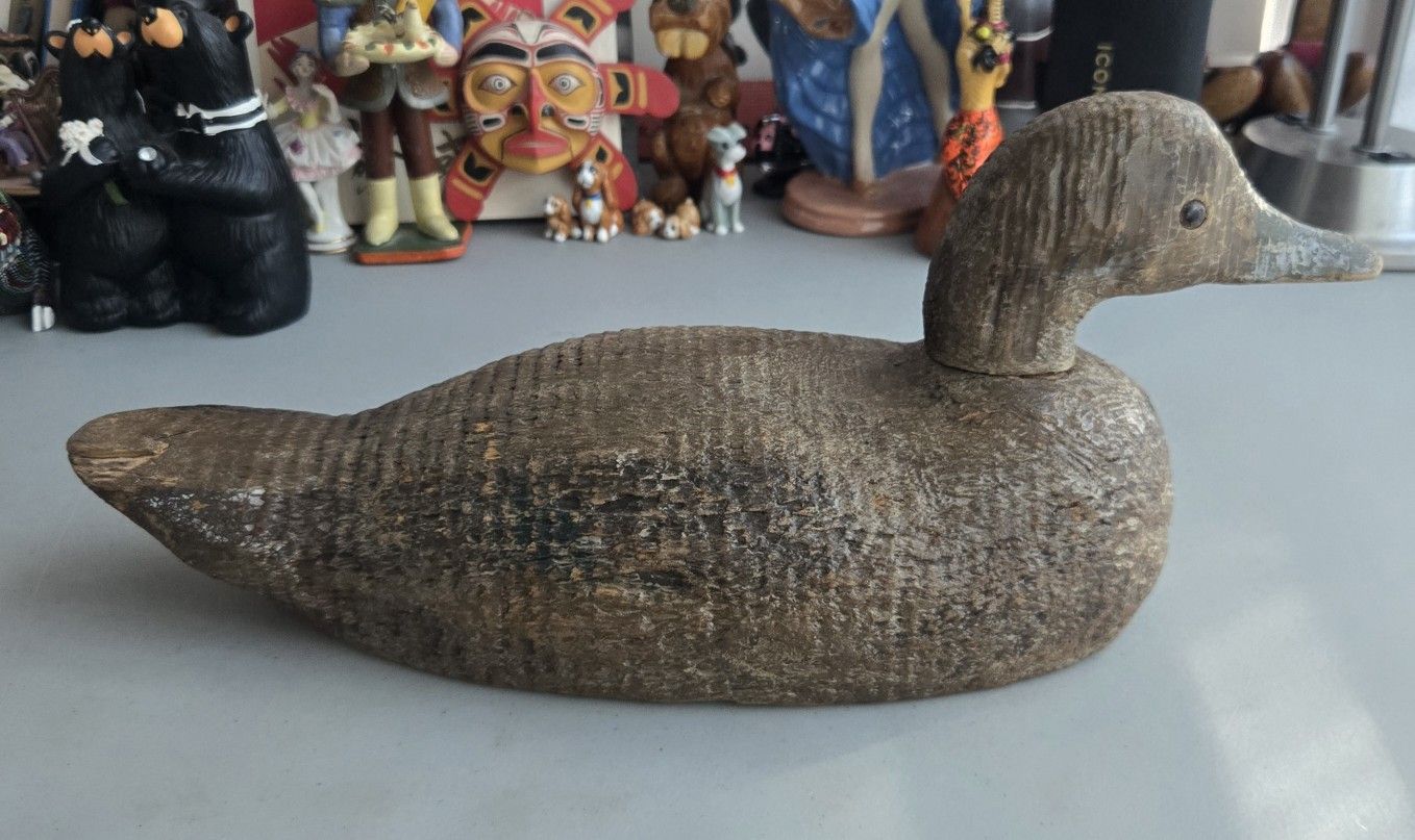 Vintage Hand Carved Wooden Duck Decoy Mallard