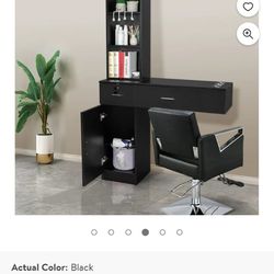 Hair Salon Styling Barber Station With 2 Drawers And A 3 Tier Shelf 