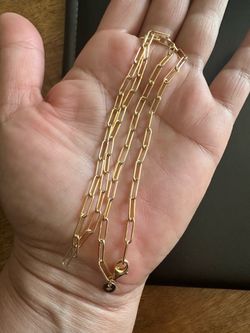 925 Gold over Sterling Silver paper clip link chain, 18in. Marked 925 Italy