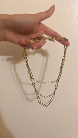 Multi layer gold colored chain necklace
