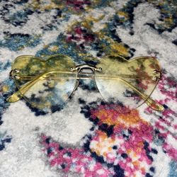 Yellow Heart Shaped Sunglasses 