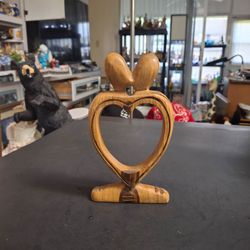 Hand-carved Wooden Sculpture Featuring An Abstract Design Of An Embracing Couple Forming A Heart Shape-Made In Puerto Playa Dominican Republic 🇩🇴