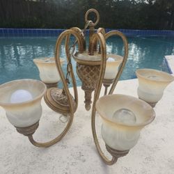 Chandelier Antique Vintage Gold Hanging Light Fixture Adjustable 5 Light Decorative Chandelier Ceiling