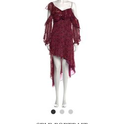 SELF-PORTRAIT Silk Long Dress Purple Floral Print 