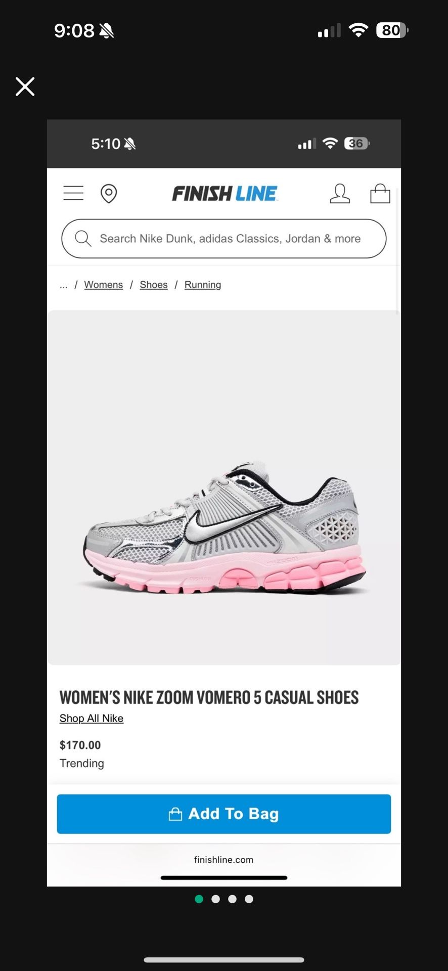 WOMEN'S NIKE ZOOM VOMERO 5 CASUAL SHOES
