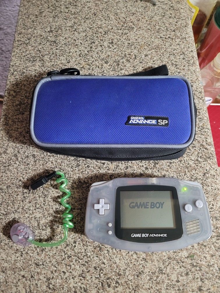 Nintendo Gameboy Advanced in Glacier Blue Colorway with Case & Accessorie (OPEN TO OFFERS)