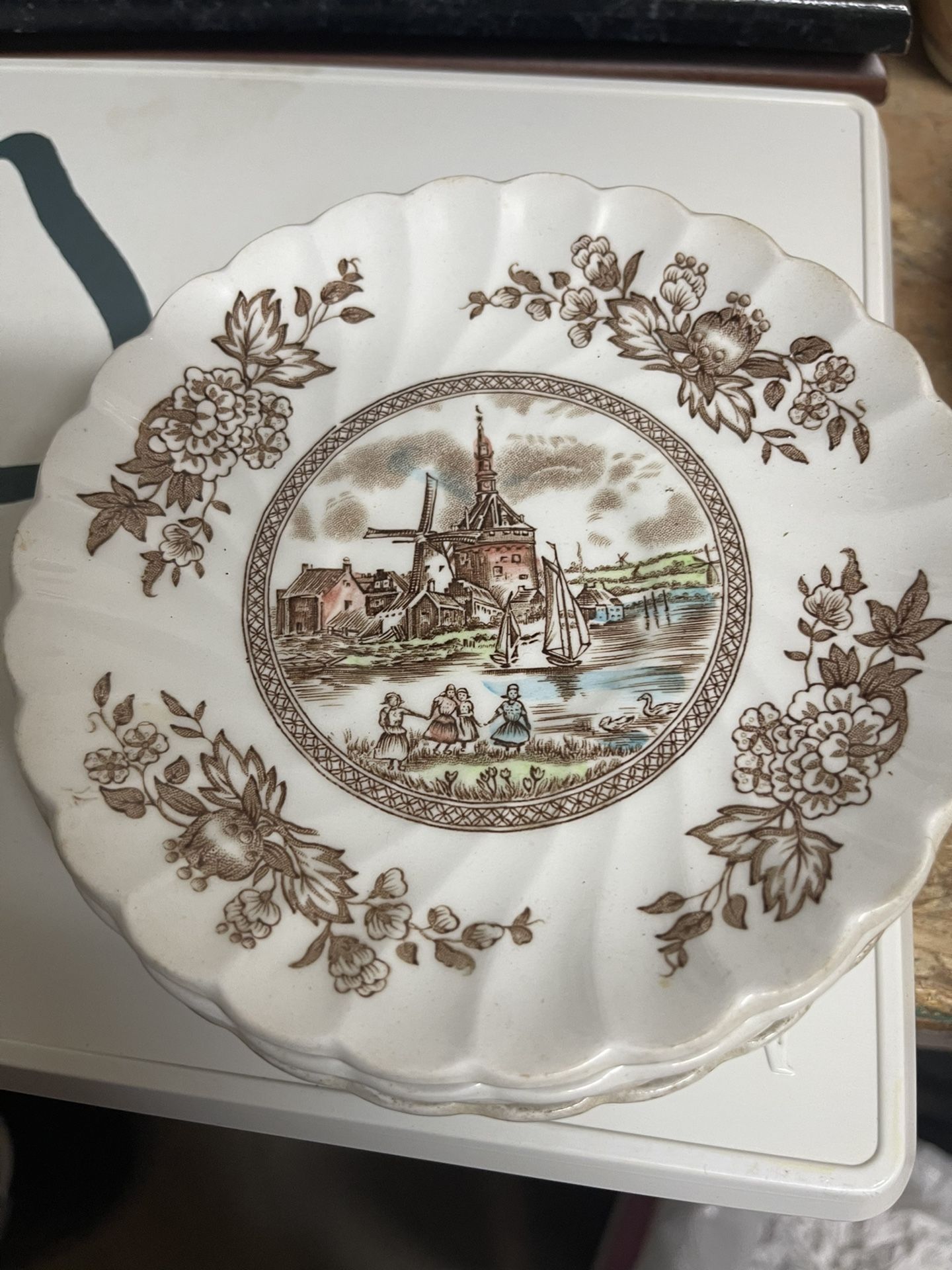 Tullip Time Johnson Brothers England 4 Dinner Plates & 5 Saucers