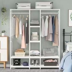 ❤️White Solid Shelving Wood Closet System 4.92-ft to 4.92-ft W x 5.9-ft H 