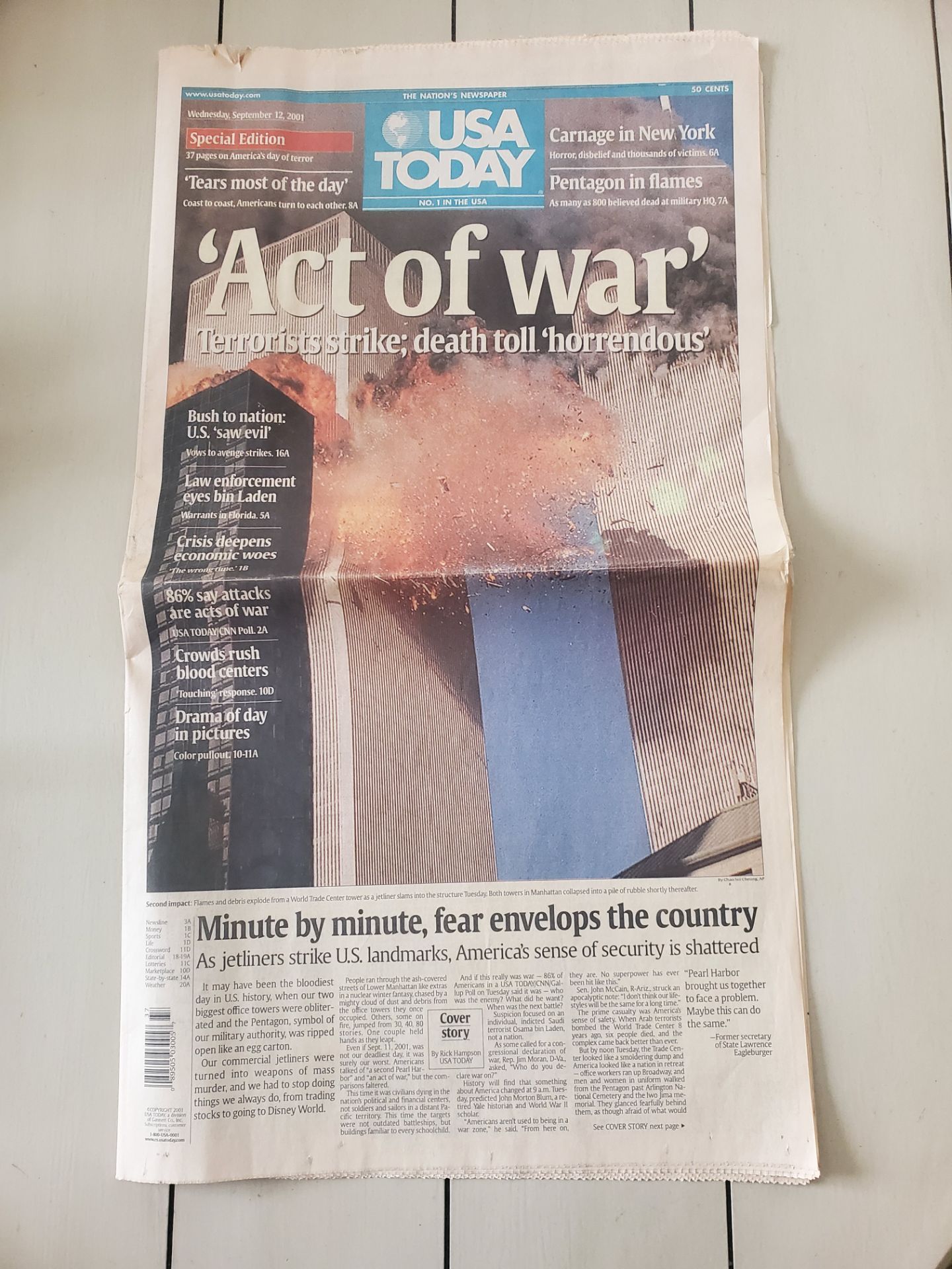 USA Today - Special Edition - 9/11/01 (Published 9/12/01)