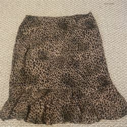 Vintage Leopard Print Midi Skirt