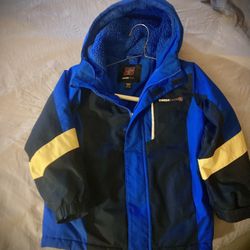 Swiss Tech Blue Fleece Lined  Jacket Coat W/Hood Boys 4-5 Xs 